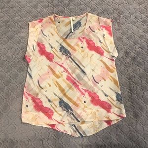 Lauren Conrad Splatter Paint Sheer Blouse